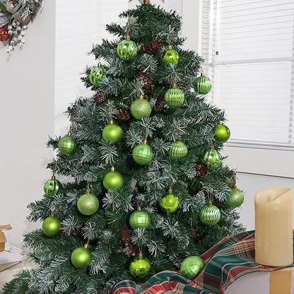 JOIEDOMI 24 Pcs Lime Green Christmas Balls Ornaments Set, 2.36" Christmas Tree Ornaments Shatterproof, Xmas Balls Hanging Decorations for Tree Wreath Garland Holiday Wedding Indoor Party Decor
