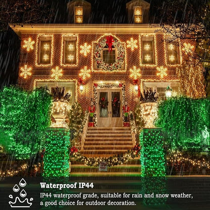 KNONEW 197FT 500 LED Christmas Lights Outdoor String Lights 8 Modes & Memory Fairy Light Plug in Waterproof LED String Lights for Xmas Yard Tree Wedding Party Holiday Decorations (Green)
