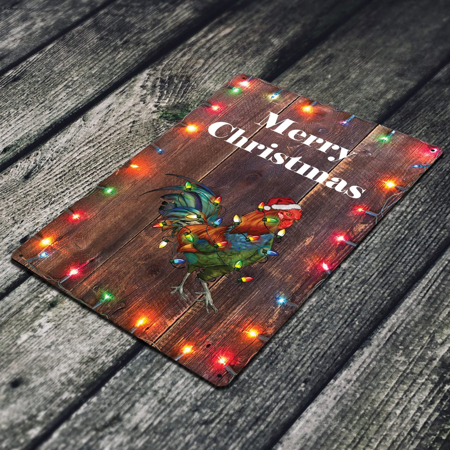 Christmas Roaster 12 X 8 Metal Tin Sign Décor Merry Christmas Xmas Winter Wiener Chicken Elf Reindeer Santa Saint Nick Snow Wreath Gift MS204