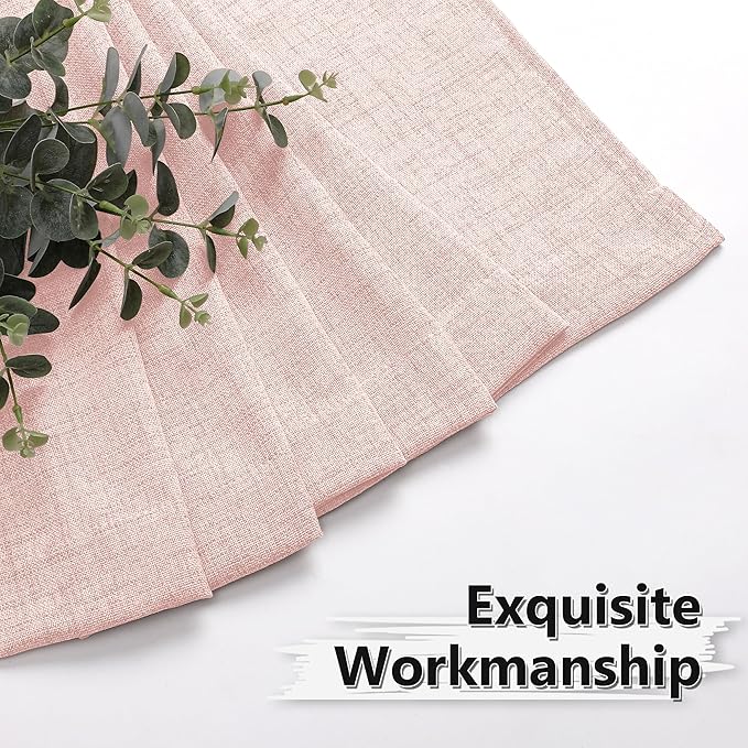 Tollpiz Linen Curtains Bedroom Rod Pocket Semi Sheer Curtain Burlap Light Filtering Thick Linen Drapes for Living Room, 54 x 84 inches Long, Pink, Set of 2 Panels