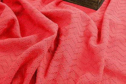 BELIZZI HOME 100% Cotton Bed Blanket,Breathable Thermal Blanket Full Queen Size,Soft Chevron Thermal Blanket 90x90in,Cotton Bed Blanket,Perfect for Layering Any Bed for All Season,Coral