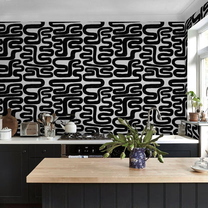 Peel and Stick Wallpaper Black and White Wall Paper Modern Geometric Self-Adhesive Removable Contact Paper Thicken Waterproof Easy to Clean Decorative for Bedroom Bathroom Film 17.3in x 78.7in