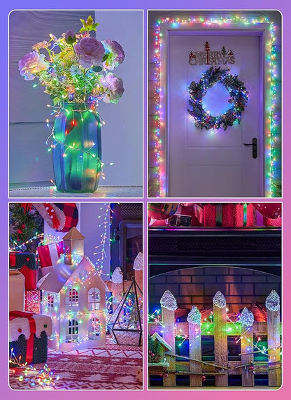 Flowing Fairy Lights Plug in with 14 Modes, 10FT 388LED Twinkle String Lights Indoor, Christmas Tree Lights Indoor Waterproof for Bedroom Christmas Home Room Decor, Multicolor
