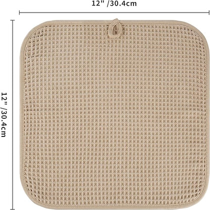 Microfiber Waffle Face Towels, 4 Pieces, Fast Drying, Lint Free 430 GSM