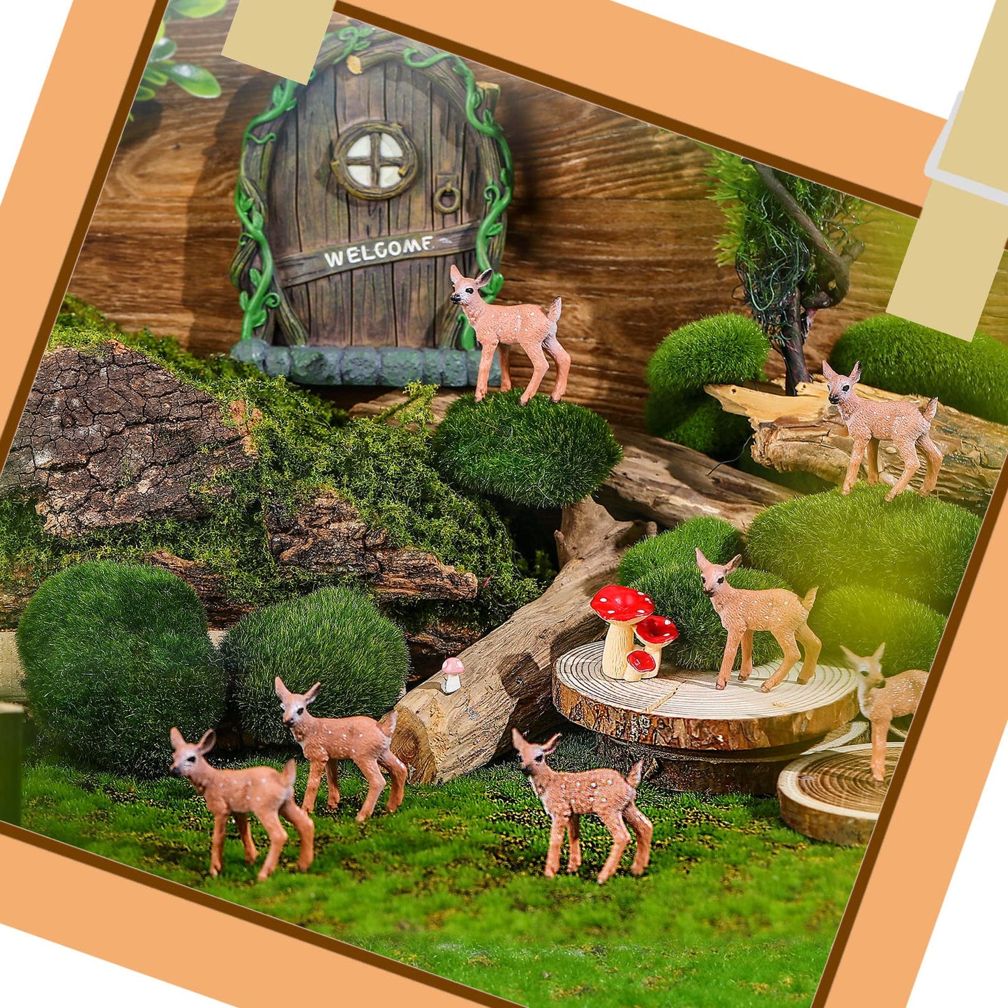 Skylety 14 Pieces Miniature Deer Figurines for Crafts Deer Cake Toppers Mini Figurines Toys for Birthday Party Shower Decorations