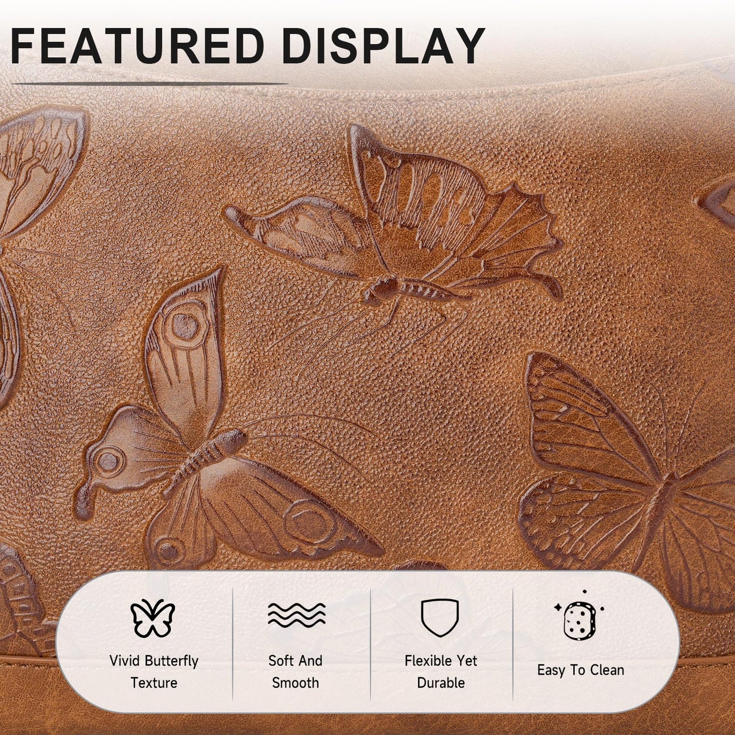 KITEVIUN Crossbody Bags for Women Trendy, Vegan Leather Medium Butterfly Hobo Purse, Women's Shoulder Handbags