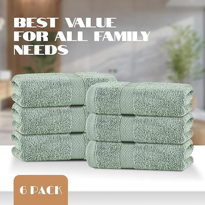 White Classic Green Hand Towels