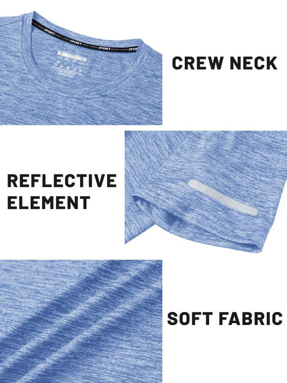 TACVASEN Workout Shirts for Men Short Sleeve Running Gym Athletic Dry Fit Shirts for Men Quick Dry Moisture Wicking Shirts for Men Light Blue