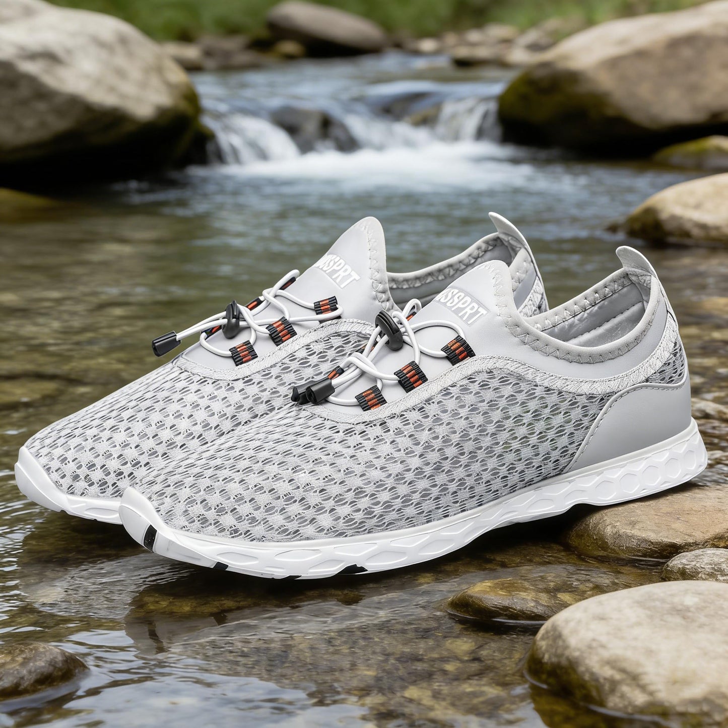 DOUSSPRT Men's Water Shoes Quick Drying Sports Aqua Shoes Grey Size 11