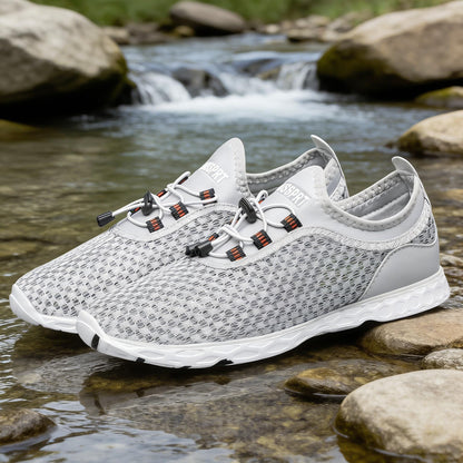 DOUSSPRT Men's Water Shoes Quick Drying Sports Aqua Shoes Grey Size 11