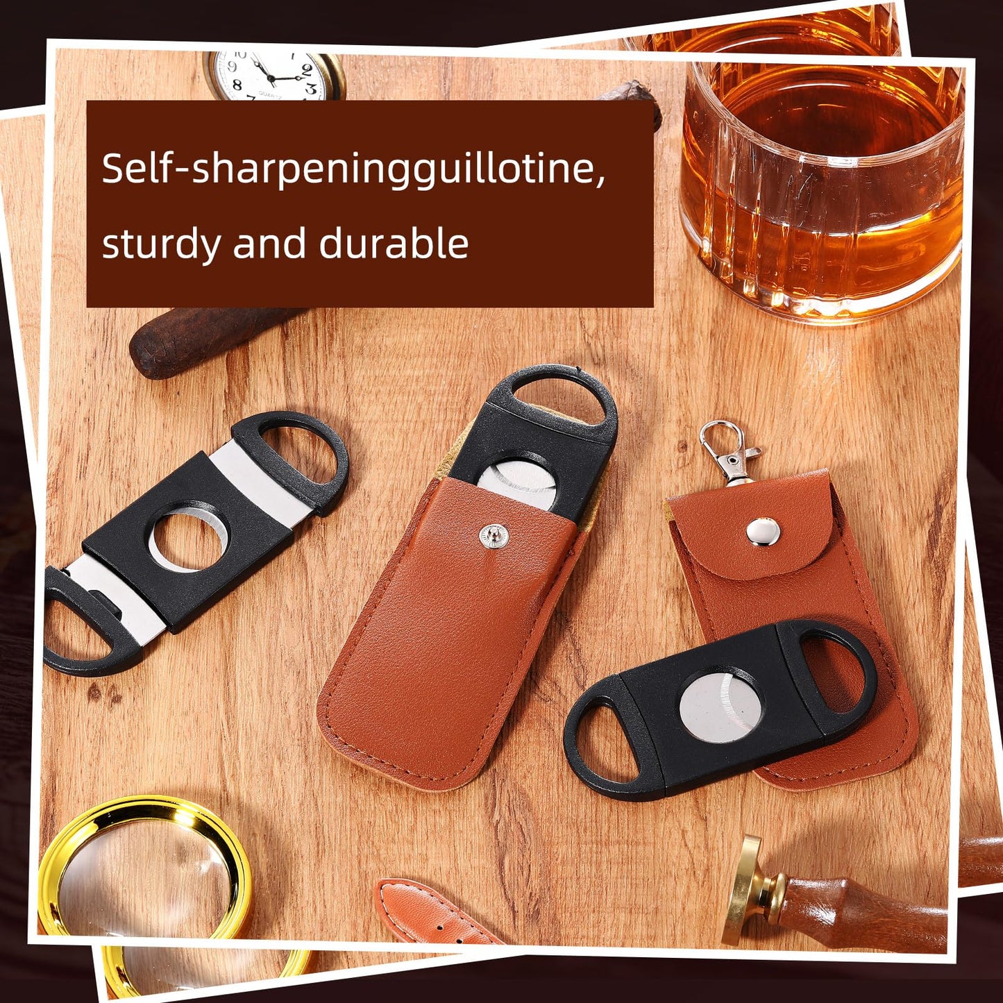 Lasnten 10 Set Cutter with Leather Case Ring Fit Almost Sizes Clippers Keychain Accessories Father's Day Gifts for Men