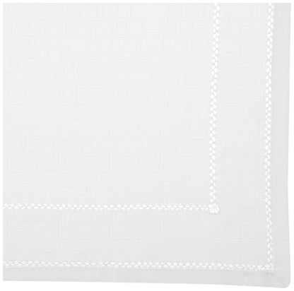 Hem Stitch Embroidered Vintage Design Tablecloth White 60" by 84" Oblong/Rectangle