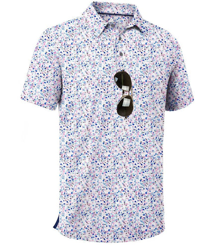 ZITY Men's Golf Shirts Short Sleeve Moisture Wicking Performance Print Patterns Casual Collared Golf Polo Shirt for Men