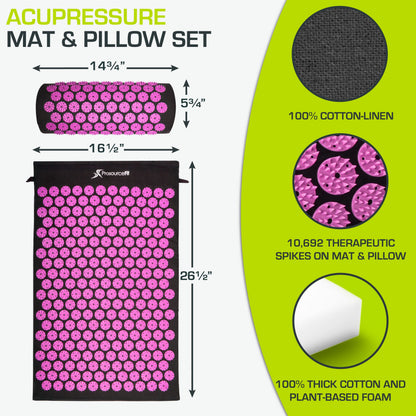 ProsourceFit Acupressure Mat and Pillow Set for Back/Neck Pain Relief and Muscle Relaxation