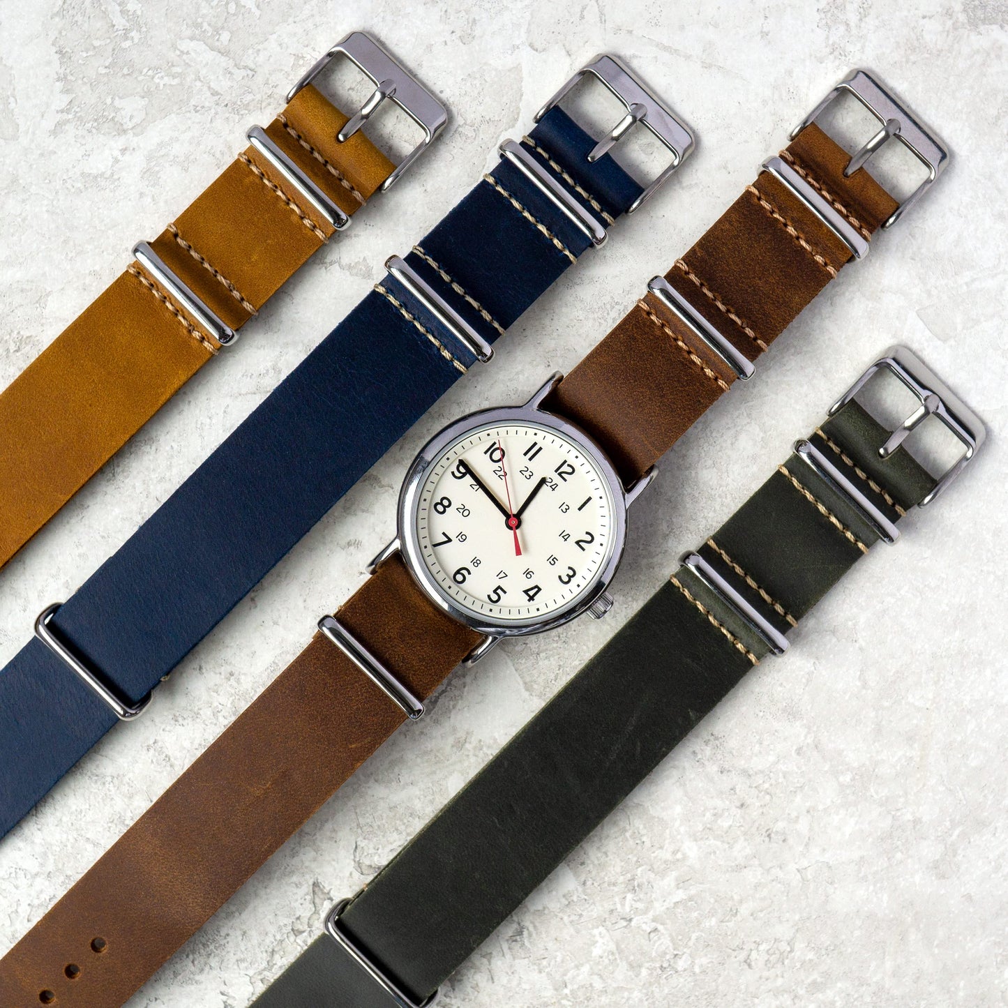 Benchmark Basics Leather Watch Band - Crazy Horse Oiled Leather One-Piece Watch Straps for Men & Women - 20mm, Oxblood