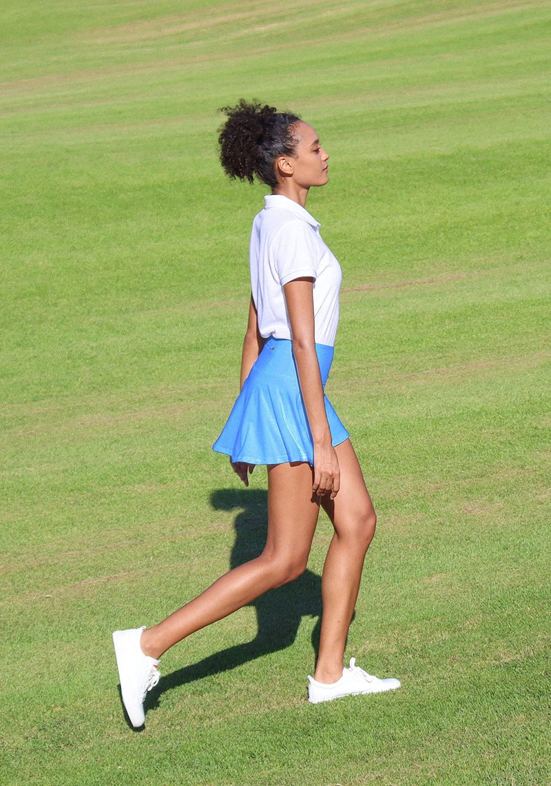 SANTINY Pleated Tennis Skirt for Women with 4 Pockets Women's High Waisted Athletic Golf Skorts Skirts for Running Casual (Light Blue_XXS)