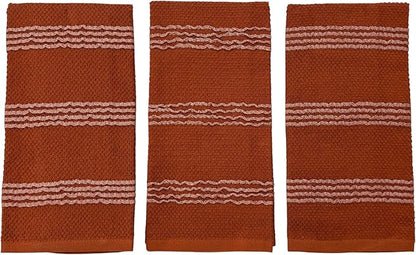 Serafina Home Terracotta Orange Rust Kitchen Hand Dish Towels: Oversized 18" x