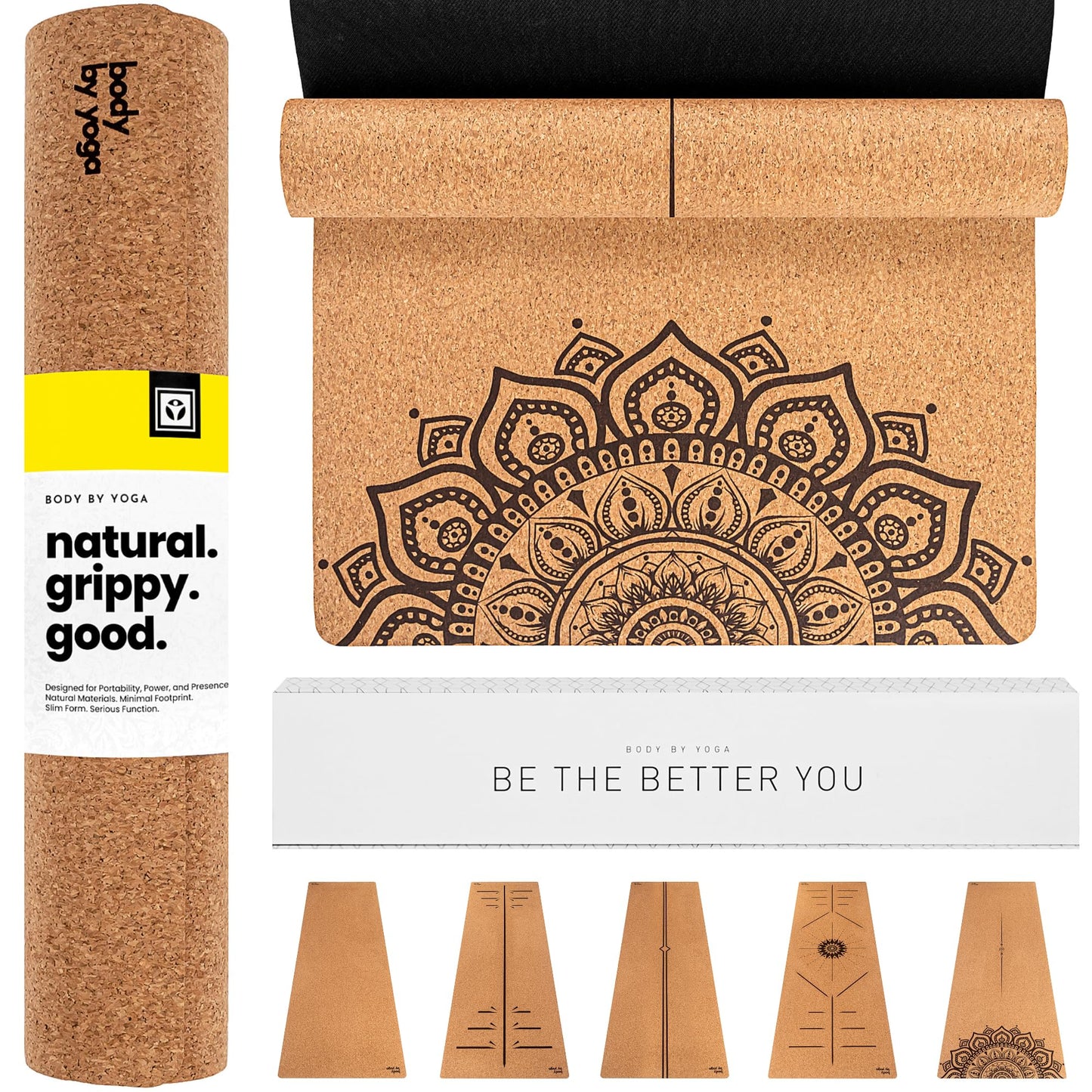 Luxury Cork Yoga Mat - Non Slip, Extra Thick Grip. Thicker, Longer, and Wider for More Comfort and Support. Tough Enough For Hot Yoga. Natural, Non Toxic, and Eco Friendly. Optional Alignment Lines.