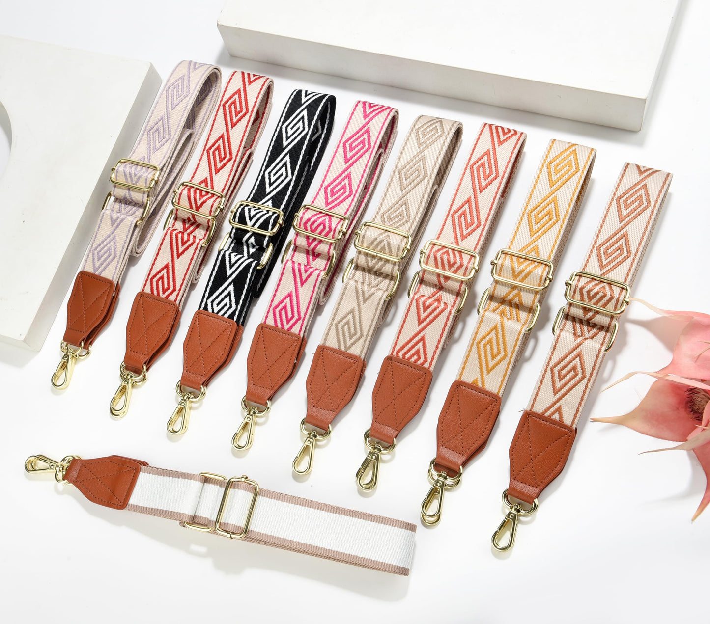 LEMEDE Purse Strap,1.5" Leather End Shoulder Strap Adjustable Replacement,Retro Multi-pattern Crossbody Bag Straps