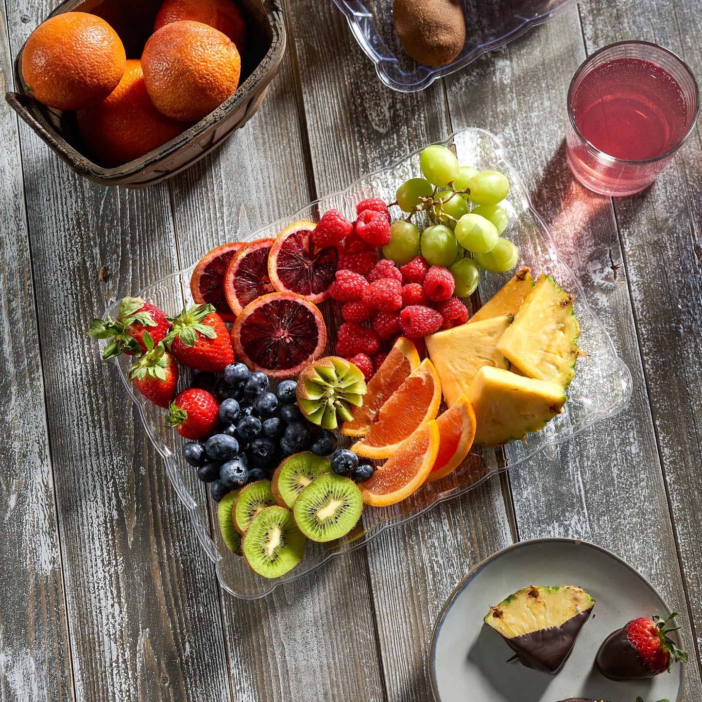 Plasticpro Plastic Serving Trays - Serving Platters Rectangle 9X13 Disposable Party Dish Includes 4 Trays