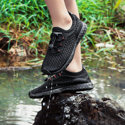 DOUSSPRT Water Shoes for Kids Boys Girls Quick Dry Beach Sports Swim Pool Aqua Shoes for Toddler/Little Kid/Big Kid Allblack 5