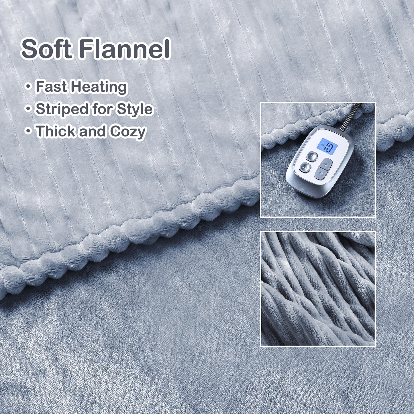Electric Heated Blanket Full Size 72"x84", Cozy Large Oversized, 5 Heating Levels & 10 Hours Auto Off, Cozy for Bed, Sofa, & Office, Machine Washable, Purple