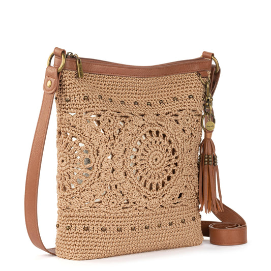 The Sak Lucia Leather Crossbody Purse - Hand Crochet Women's Handbag for Everyday & Travel - Cross Body Bag With Zipper