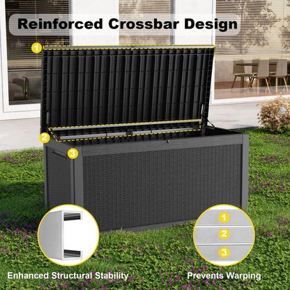 ASKPASS 320 Gallon Outdoor Storage Box,Large Waterproof UV Resistant Deck Box,Lockable Storage Container for Patio Furniture Cushions Garden Tools and Pool Accessories(Black)
