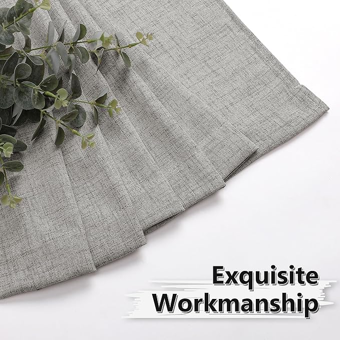 Tollpiz Short Linen Tier Curtains Rod Pocket Semi Sheer Half Kitchen Curtain Burlap Light Filtering Thick Linen Drapes for Bathroom, 30 x 24 inches Long, Silver Grey, Set of 2 Panels
