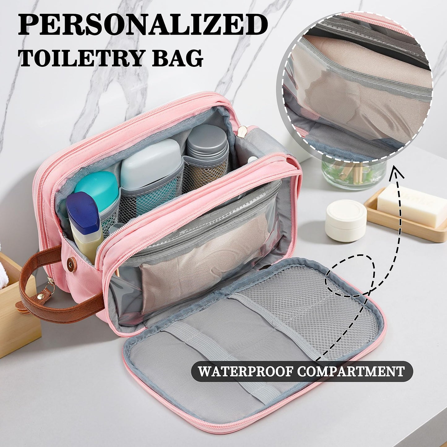 YOOLIFE Travel Toiletry Bag - Toiletry Bag for Men | Fathers Dad Gifts for Husband Boyfriend, Personalized Birthday Gifts for Men, Travel Essentials Dopp Kit Letter A Black