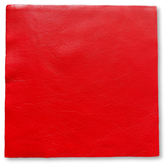 Natural Grain Cow Leathers: 12'' x 12'' Pre-Cut Leather Pieces (Red, 1 Piece)