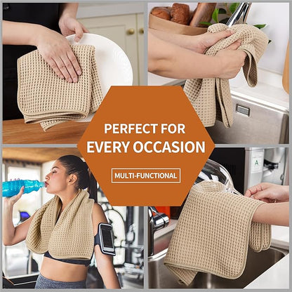 Microfiber Waffle Hand Towels, 4 Pieces, Fast Drying, Lint Free 430 GSM