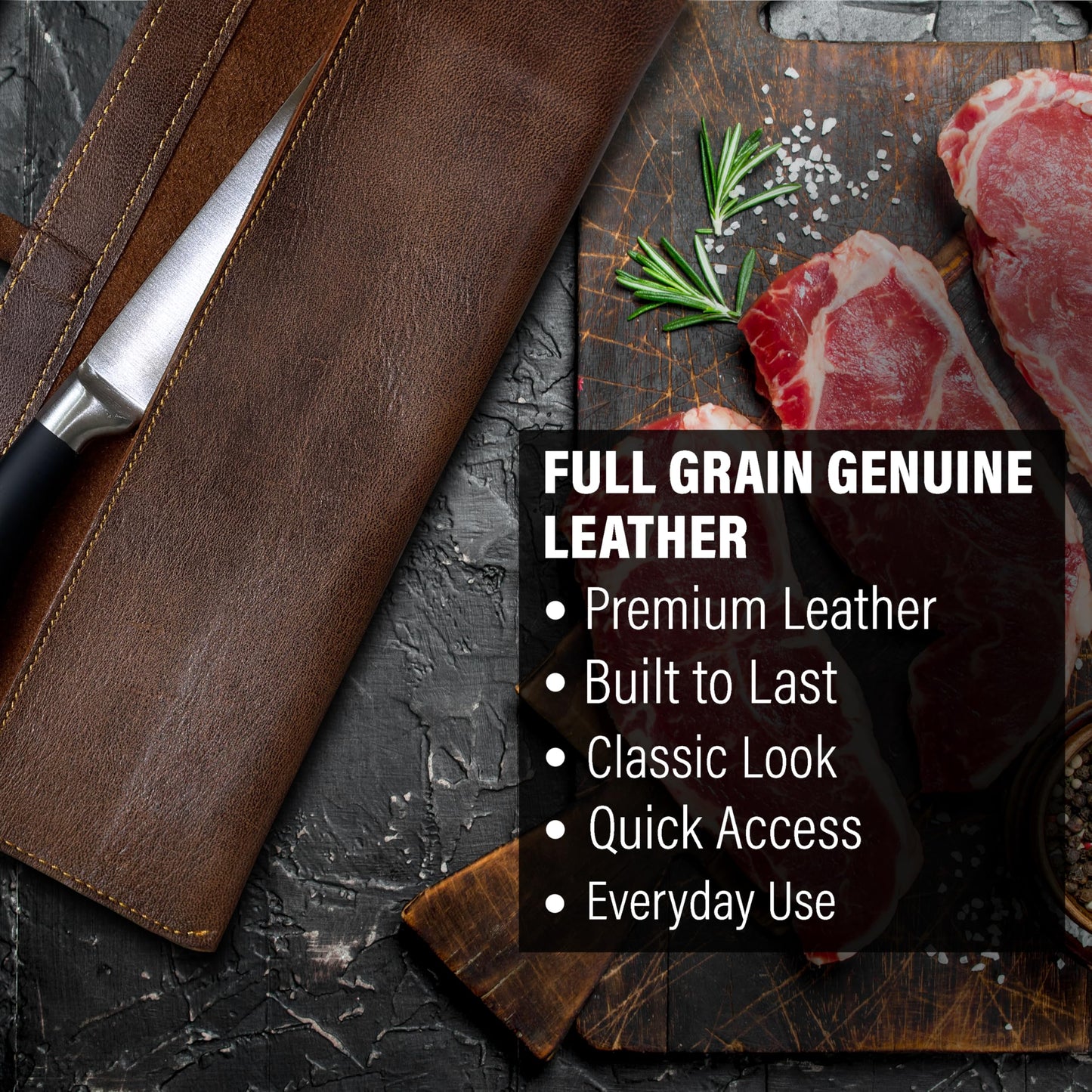 Leather Chef Knife Roll Bag – Single Slot Handmade Knife Sheath | Knife Wrap Case for Kitchen, Travel, BBQ & Camping | Cook & Butcher Knife Organizer | Chef Gift for Men & Women | Brown