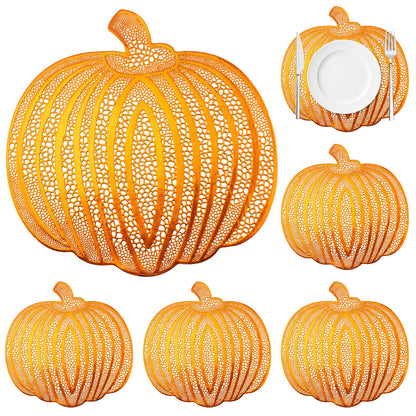 Pumpkin Placemats Set of 6，Harvest Placemats Fall Placemats Heat-Resistant for Thanksgiving,Halloween,Party and Wedding Table Decorations
