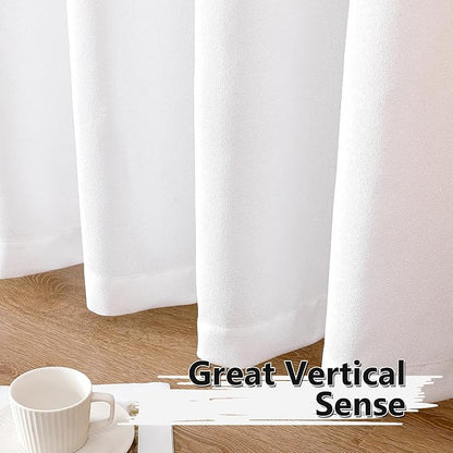Tollpiz Linen Curtains Living Room Rod Pocket Semi Sheer Curtain Burlap Light Filtering Thick Linen Drapes for Bedroom, 38 x 63 inches Long, White, Set of 2 Panels