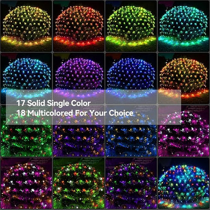 Obrecis Christmas Outdoor Net Lights, 204 LED 35 Color Changing Mesh Lights, 9.8 ft x 6.6 ft Waterproof Connectable Multicolored Halloween String Lights for Bushes Xmas Tree Wedding Party Home Decor