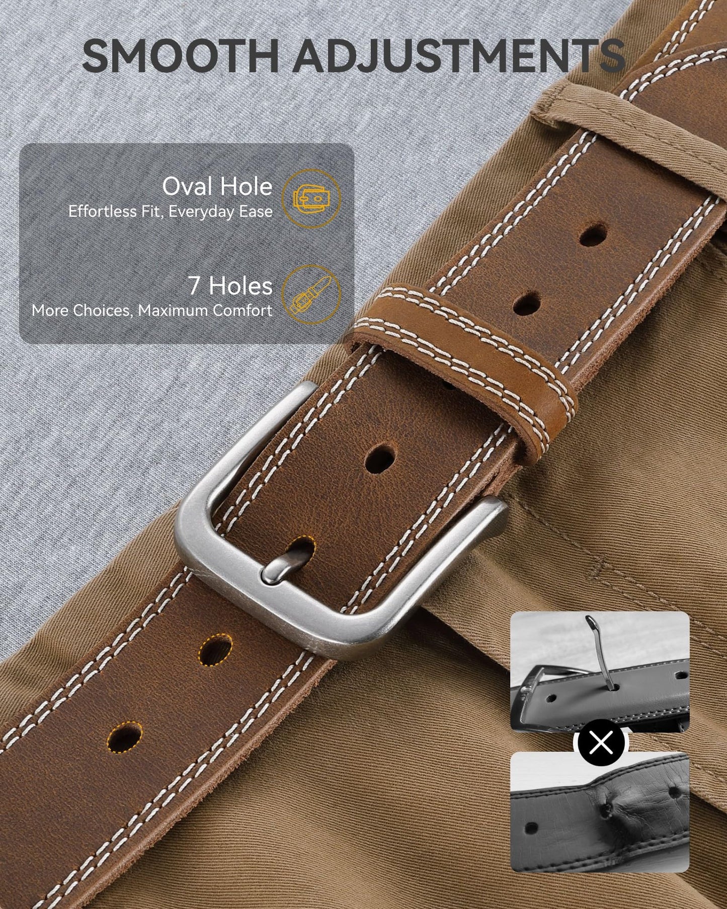 CHAOREN Mens Belts Leather - 35mm Genuine Leather Belt for Jeans - Men Gift for Casual Dress