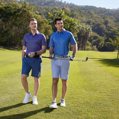 Golf Shirts for Men Dry Fit Short Sleeve Print Performance Moisture Wicking Polo Shirt Black White Twister