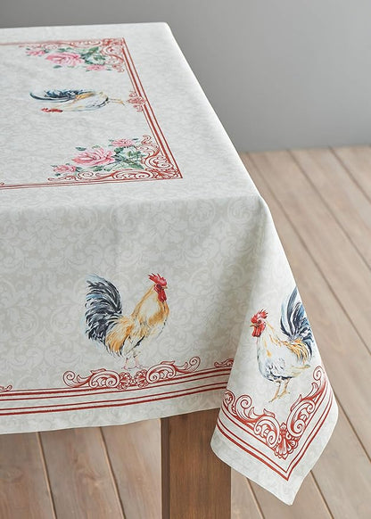Maison d' Hermine Table Cloth Rectangle Table 100% Cotton 70 x 108 Inches Tablecloth Reusable Decorative Everyday Use for Dining Room, Farmhouse, Home Party, Festive & Wedding Spring Summer - Campagne