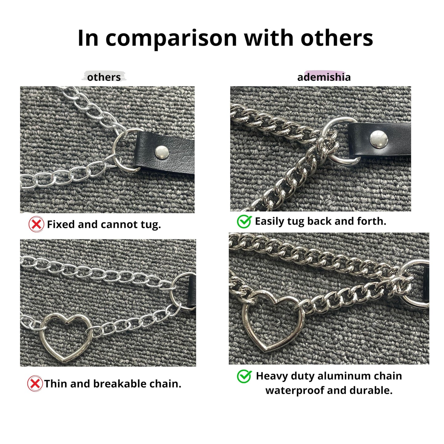 ADEMISHIA Black/Pink Leather Choker Necklace For Women, Handmade Adjustable Chain Collar with Metallic Heart Ring