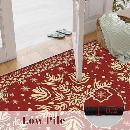 6' X 9' Christmas Rug Snowflake Area Rugs Washable Non-Slip for Bedroom Living Room Dining Room Classroom Nursery Merry Christmas Carpet for Kids Girls Women Floor Mat Pad