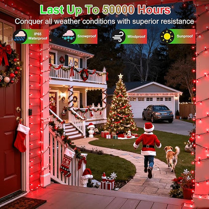 1500LED Christmas Lights Outdoor Use, 470ft 12 Modes Red LED String Lights with Timer Dimmable, Waterproof Christmas Tree Lights for Xmas Patio Yard Fence Balcony Garden Party Decor Red