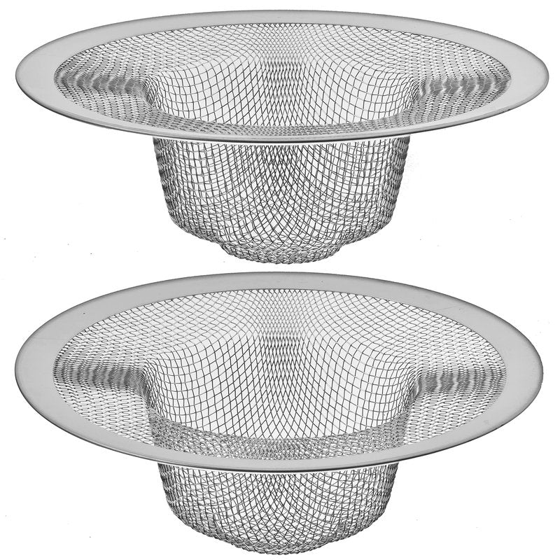 2 Pack - 4.5" Top / 3" Mesh Basket - Kitchen Sink Drain Strainer Stainless Steel Large Food Catcher. Fast Flow and Effective Full Mesh Basket