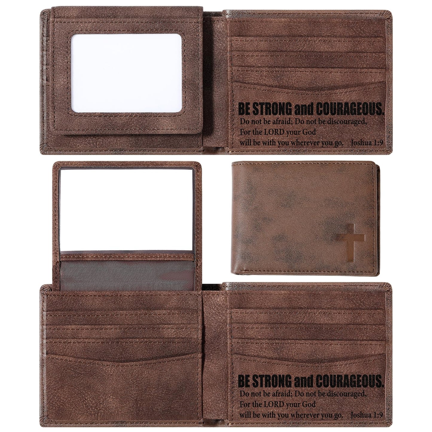 Sadnyy Mens Wallet USA Flag Bifold Wallet, Engraved Genuine Leather and Bifold with RFID Blocking, 10 Card Slots and Black Gift Box, Vintage Ambossed American Flag, Unique Presents for Husband