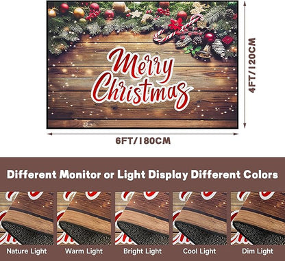 Christmas Wood Grain Xmas Decorative Area Rug, Non-Slip Indoor Throw Washable Rug, 71" X 47"