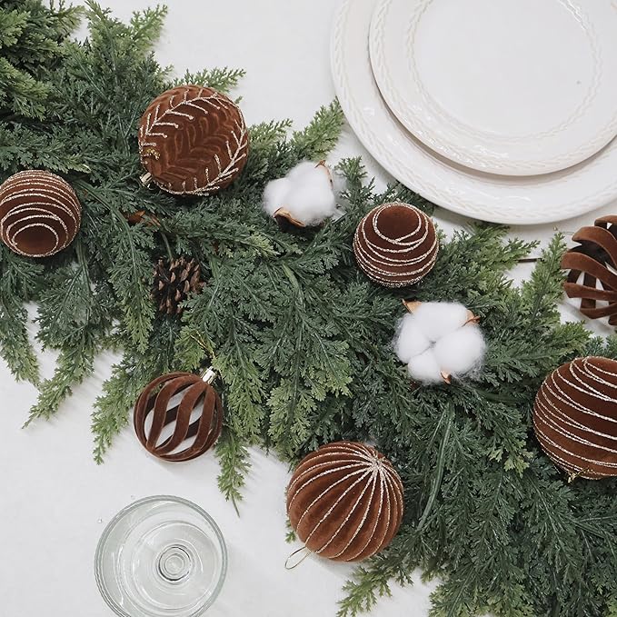 20PCS Velvet Ornaments for Christmas Tree, 2.36INCH Glitter Flocked Christmas Ornaments Decorations Balls Set Decor