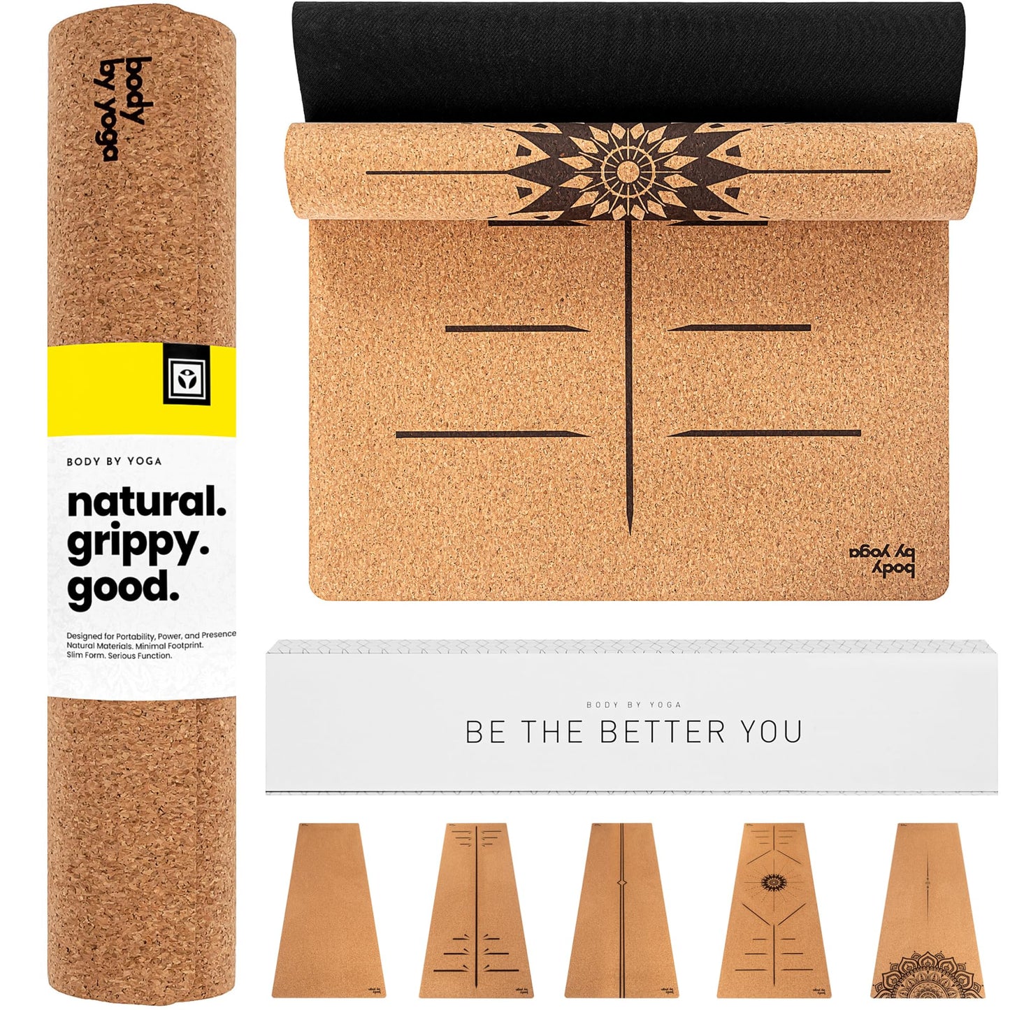 Luxury Cork Yoga Mat - Non Slip, Extra Thick Grip. Thicker, Longer, and Wider for More Comfort and Support. Tough Enough For Hot Yoga. Natural, Non Toxic, and Eco Friendly. Optional Alignment Lines.