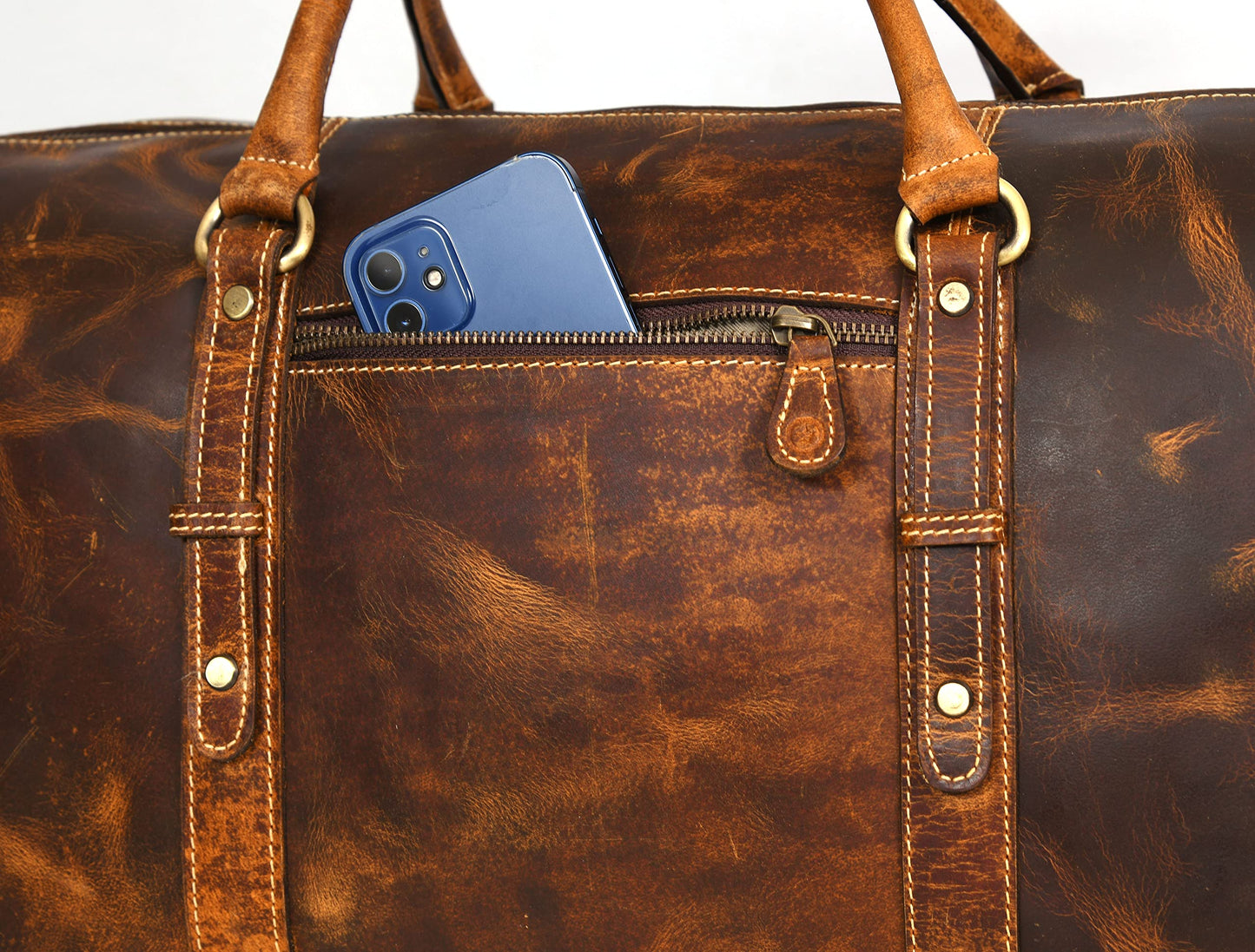 Aaron Leather Goods – Full Grain Leather Duffel Bags for Travel, Weekend, Overnight, and Sports Gym | Stylish Bags for Men and Women.