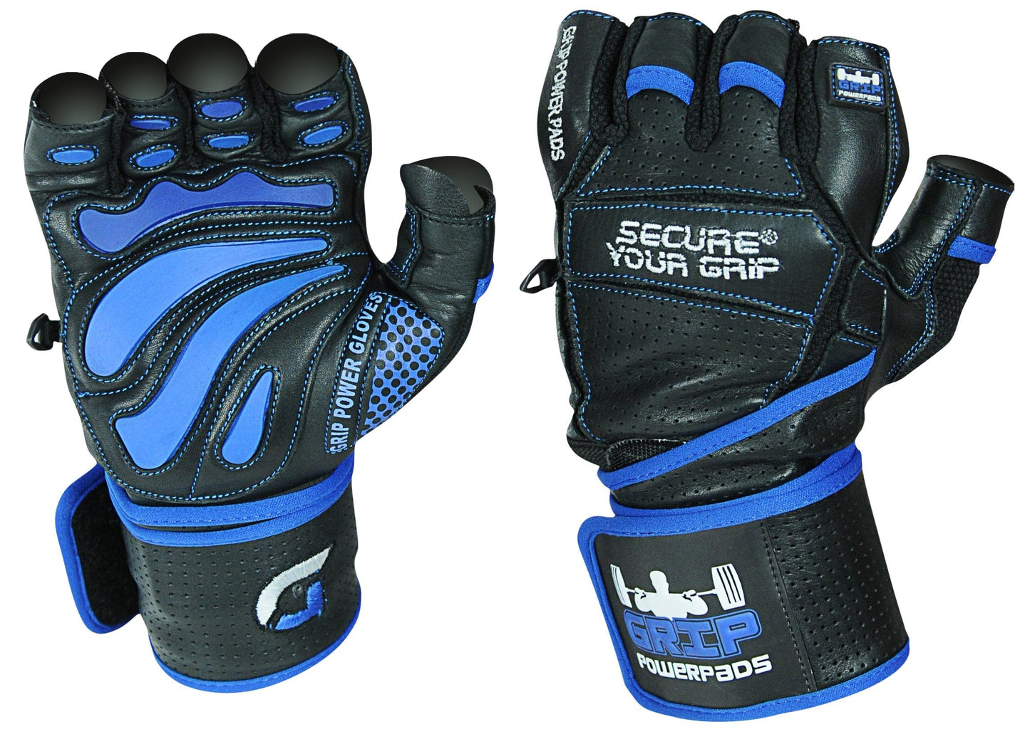 Elite Leather Gym Gloves with Built in 2" Wide Wrist Wraps Grip & Design for Weightlifting Power Lifting Bodybuilding & Strength Training Workout Exercises