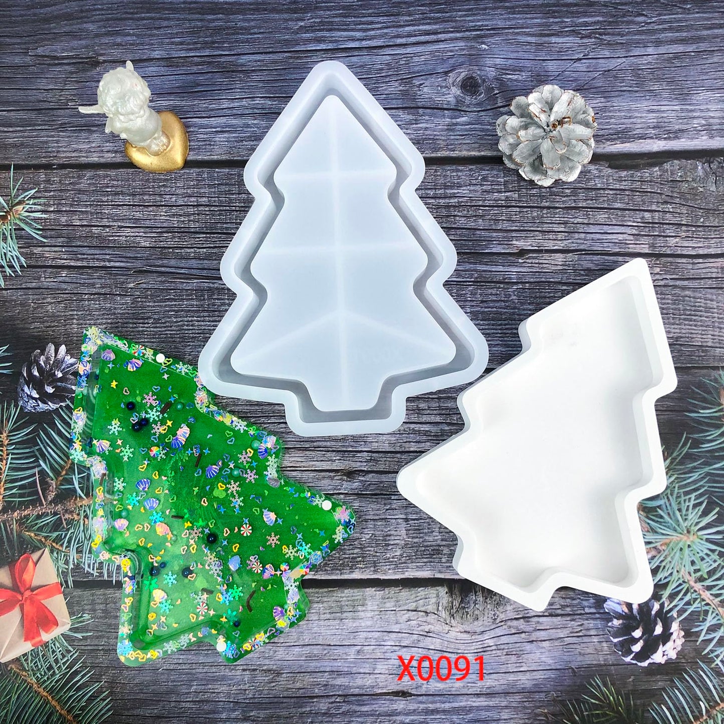 Christmas Tree Tray Resin Silicone molds, Christmas Decoration Ornaments, Candy and Snack Plate Casting Mould, Storage Plate epoxy Resin Silicone Mold